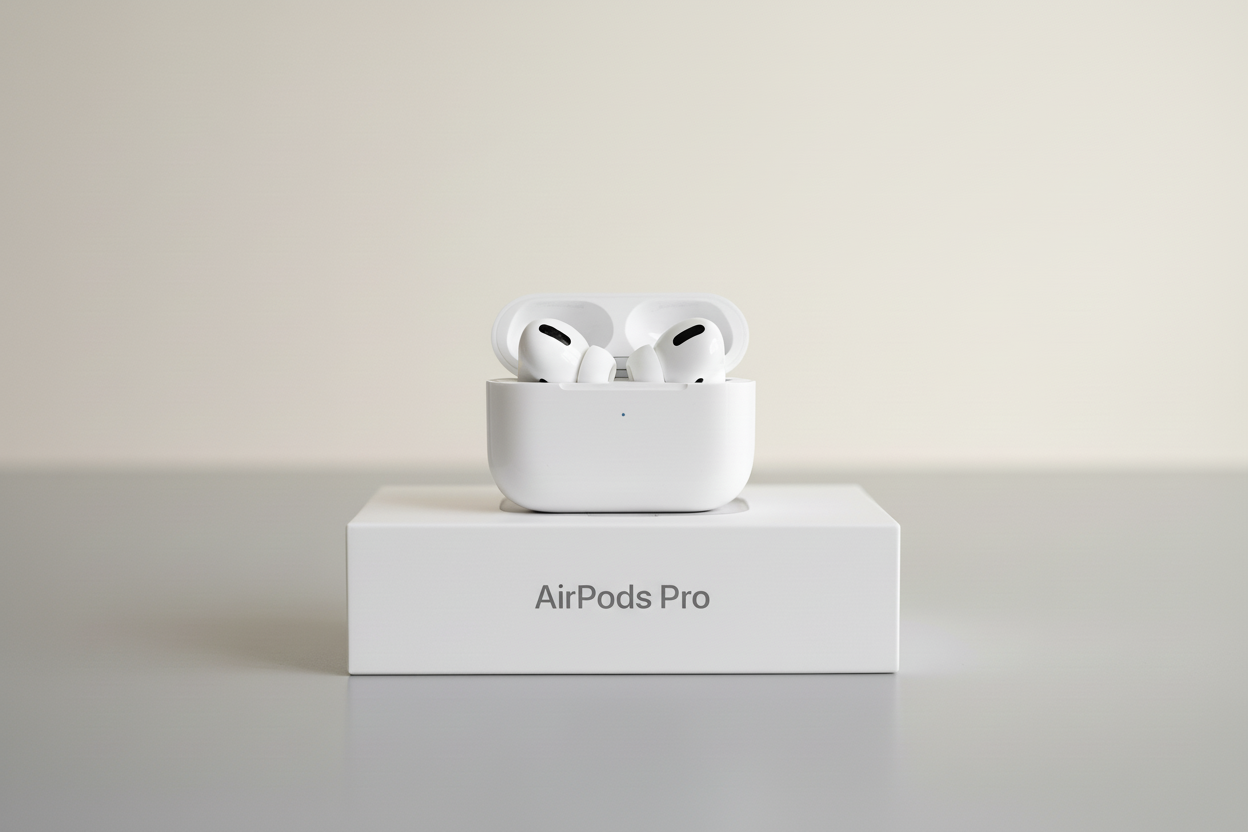 AirPods Pro with Text on Box
