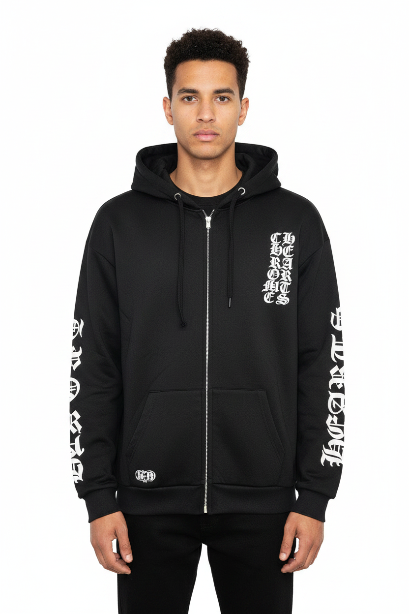Black Hoodie Half Body