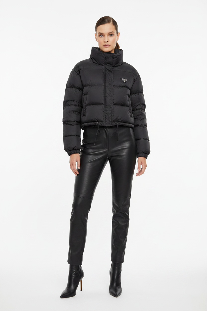 Black Prada Short Puffer - Silver Label