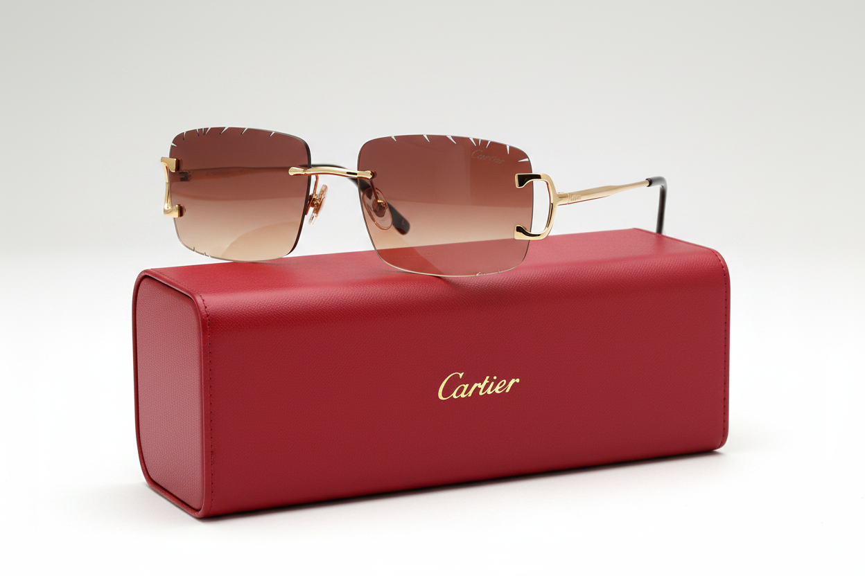 Cartier Glasses on Red Case