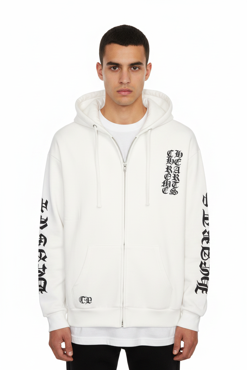 White Hoodie Half Body
